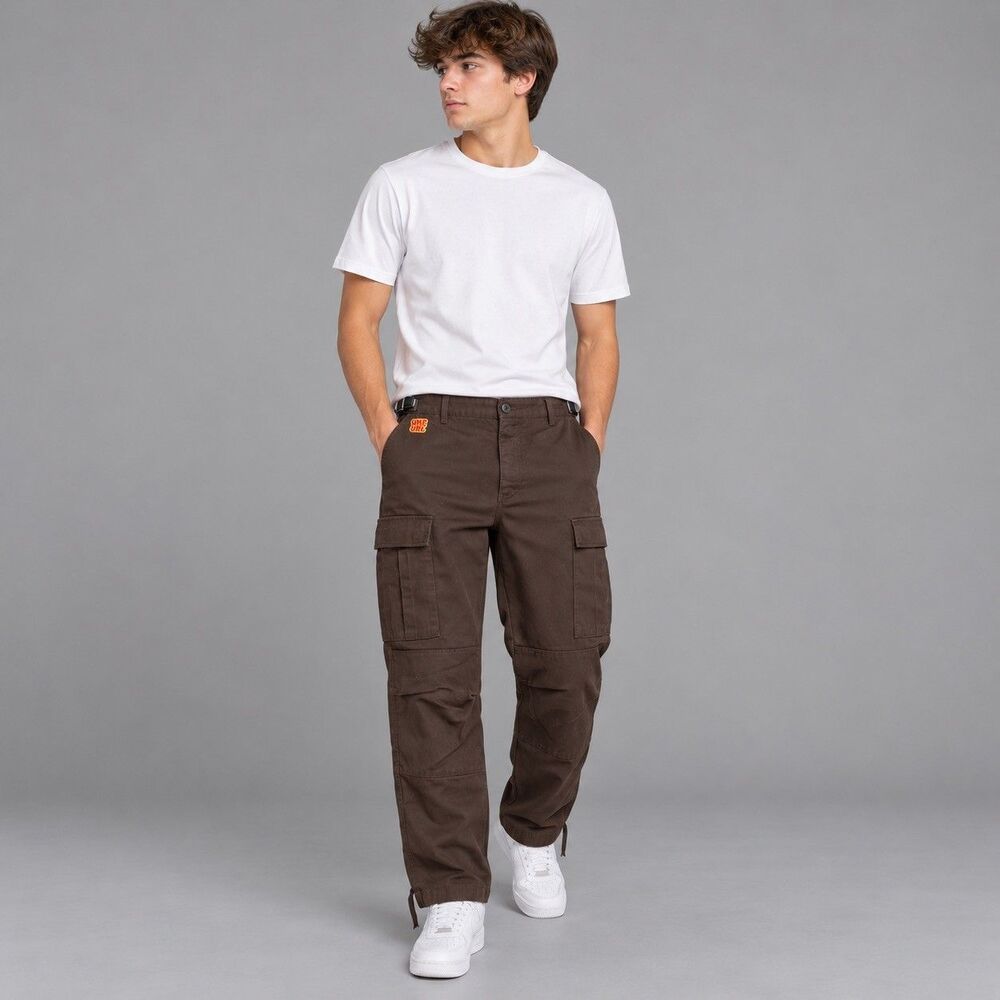 Empyre Relaxed Fit Skate Cargo Pants Brown Men’s Canvas Size 30 Loose Baggy Y2K